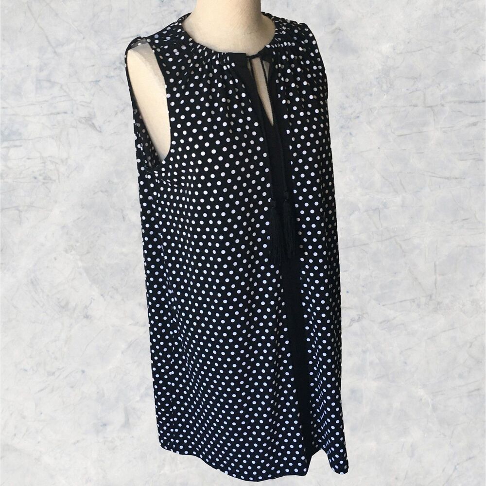 MIchael Kors Sleeveless Knit Dress Women's Medium Black White Polka Dot